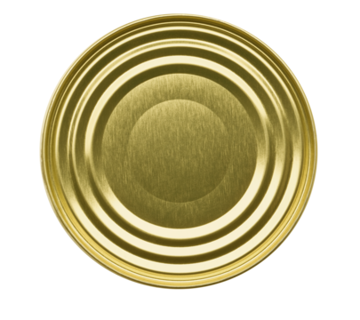Golden metal can lid isolated on white background