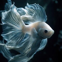 Fototapeta premium A single fish swimming elegantly in a tranquil water environment surrounded by nature