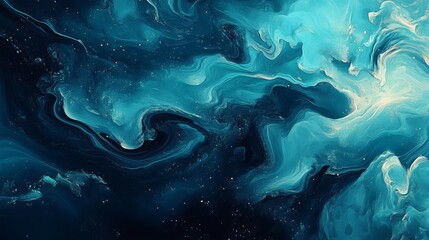 deep teal and blue abstract background with smooth flowing patterns and glowing highlights, futuristic and elegant, artistic and high-tech composition