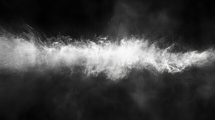 Dynamic white powder explosion against black background