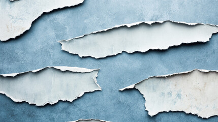 Fototapeta premium Torn paper layers on textured blue background