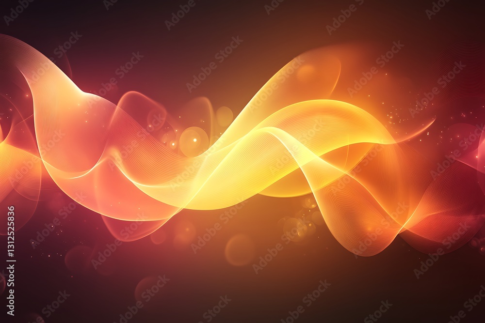 Poster dynamic warm light wave on dark gradient for abstract presentation