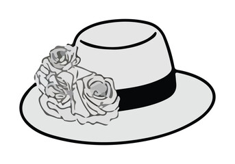 Rose Adorned Hat Vector Classic Design Element 