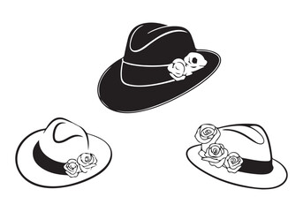 Vintage Hat Vector Set: 3 Styles Detailed Line Art 