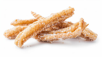 churros coated in sugar isolated in white