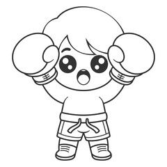 The boy becomes a very good boxer, for coloring