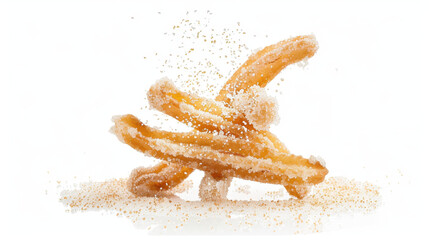 churros coated in sugar isolated in white