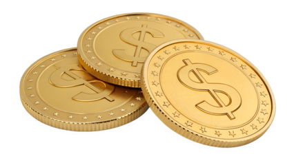 3D golden dollar coins illustration