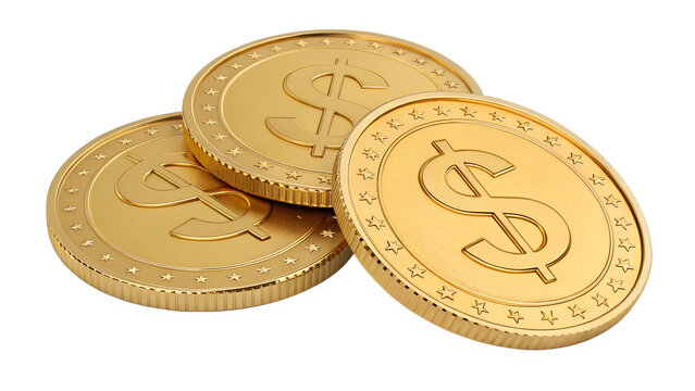3D golden dollar coins illustration