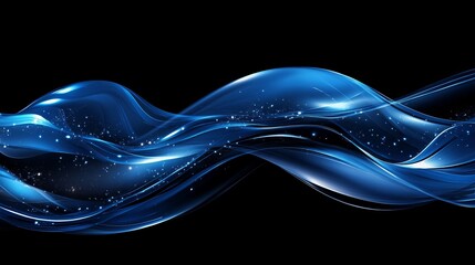 digital waveforms in electric blue, high resolution, glowing and futuristic, cosmic and artistic, fluid flowing shapes, abstract design, sleek and modern atmosphere