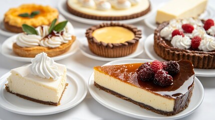 Delicious assortment of desserts on plates