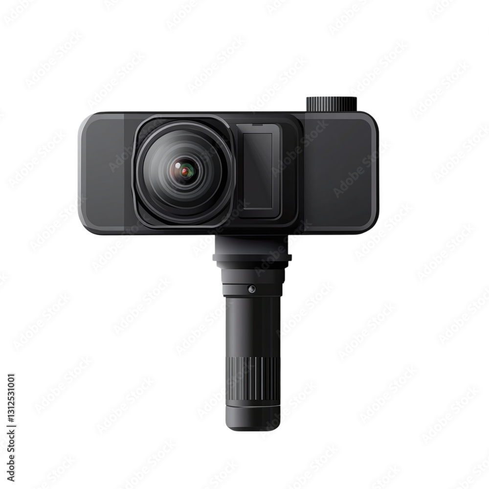Poster action camera with wide-angle view isolated on transparent background