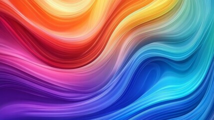 Obraz premium Rainbow Wave Abstract Colorful Swirls Digital Art, Abstract art, digital painting Rainbow, Swirl