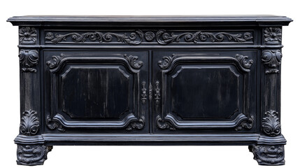 
black  wooden chest of drawers isolated on white  background , furniture	. transparent png