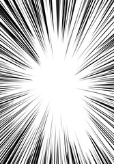 Naklejka premium Radial Lines Composition Black and White Speed Burst, Manga Effect, Graphic speed lines, comic book effect