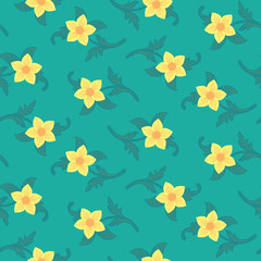 Seamless heritage style pattern with yellow flowers