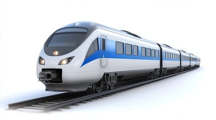Fototapeta premium A 3D-rendered high-speed train, isolated against a white background.