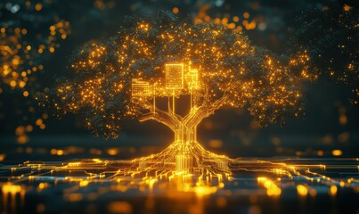 Luminous Digital Tree of Technological Growth