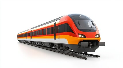 Obraz premium A 3D-rendered high-speed train, isolated against a white background.