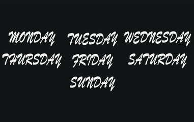  Days of the week,Monday,Tuesday,Wednesday,Thursday,Friday,Saturday,Sunday vector icon