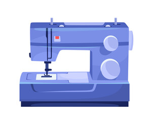 Sewing machine cartoon vector illustration icon for crafting, tailoring, and fashion activities isolated on white background. Fashion industry sewing equipment clipart