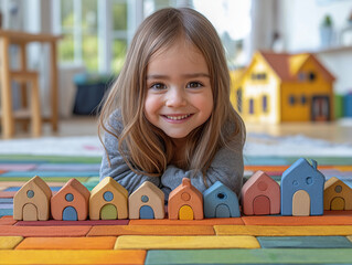 A playful representation of child play therapy sessions using toys and creative activities.