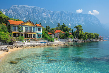 A scenic view of Starigrad Paklenica, Croatia, dramatic and natural, coastal setting