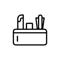 Fototapeta premium Desk organizer icon with stationery, minimalist workspace concept