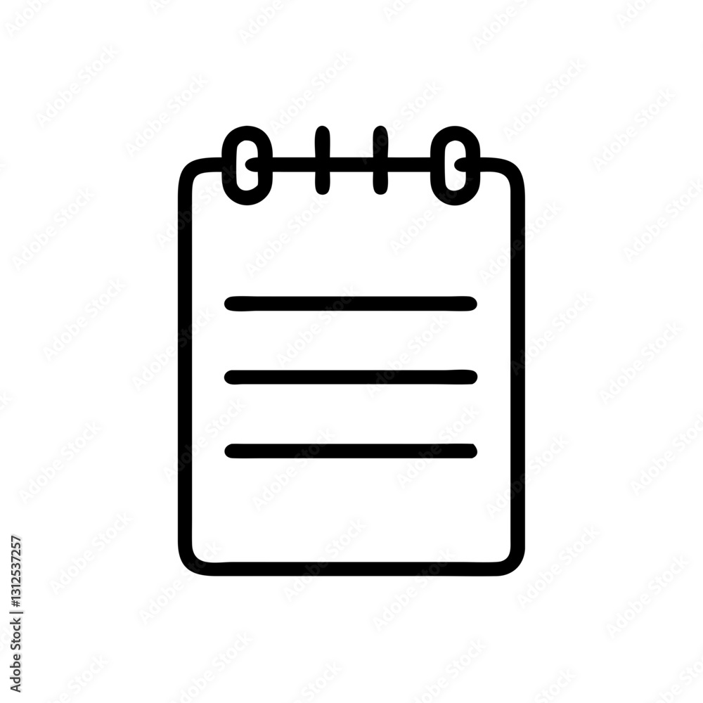 Poster notepad icon with lines for notes, writing and organization concept