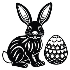 easter bunny coloring page eggs vector