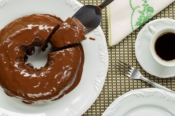 chocolate cake and coffee