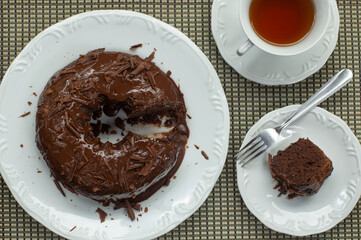 chocolate cake and coffee