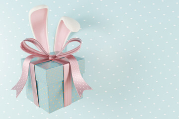 A pastel gift box with bunny ears, perfect for Easter celebrations. 3d rendering