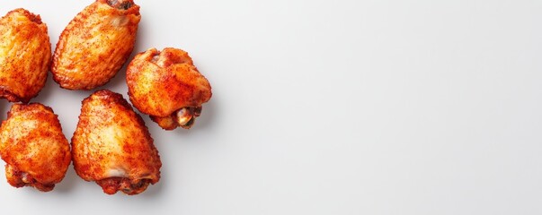 buffalo wings dusted with dry rub seasoning, textured and smoky, isolated on white background