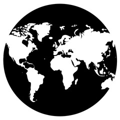 world map on black background