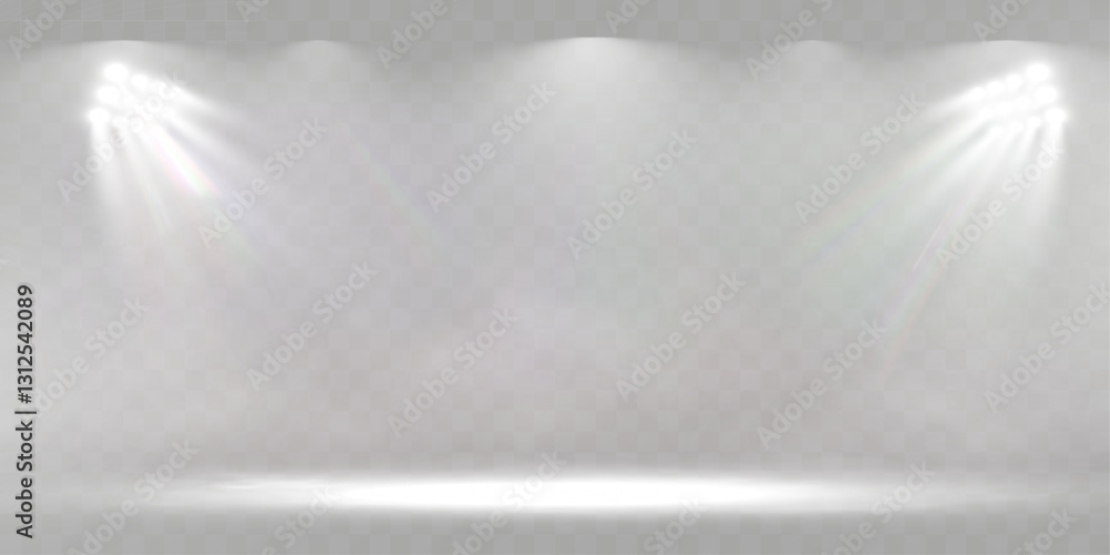 Aufkleber Spotlight stage background with fog and transparent effect. Realistic illuminated empty scene with dramatic lighting.	
