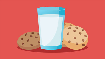 Soft and chewy oatmeal cookies paired with a tall glass of cold milk.. Vector illustration