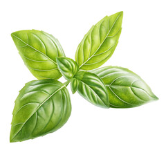 fresh green basil leaf isolated on transparent background