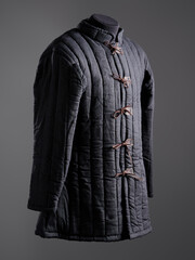 Historical fashion. Medieval knight cloth. Padded jacket gambeson.