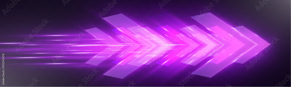 Poster futuristic speed background with glowing arrows, motion blur, digital technology concept, fast-movin