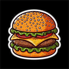 Illustration line vector of Burger 