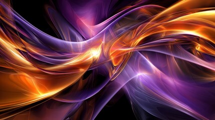 Obraz premium dynamic purple and orange abstract design with layered waveforms and glowing highlights, artistic and futuristic, modern and energetic concept