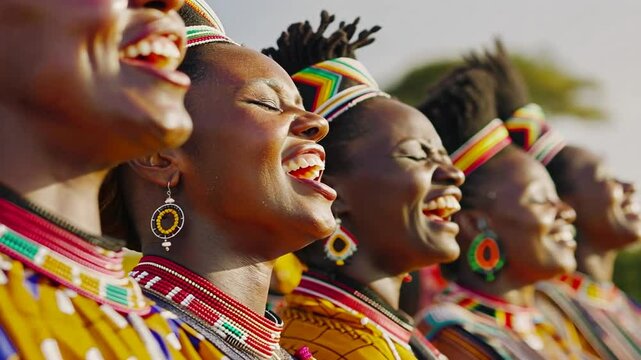 Afrikanische Frauen lachen und singen