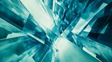 dynamic teal and cyan abstract background with sharp diagonal patterns and floating shapes, high-tech and futuristic, sleek and modern artistic design