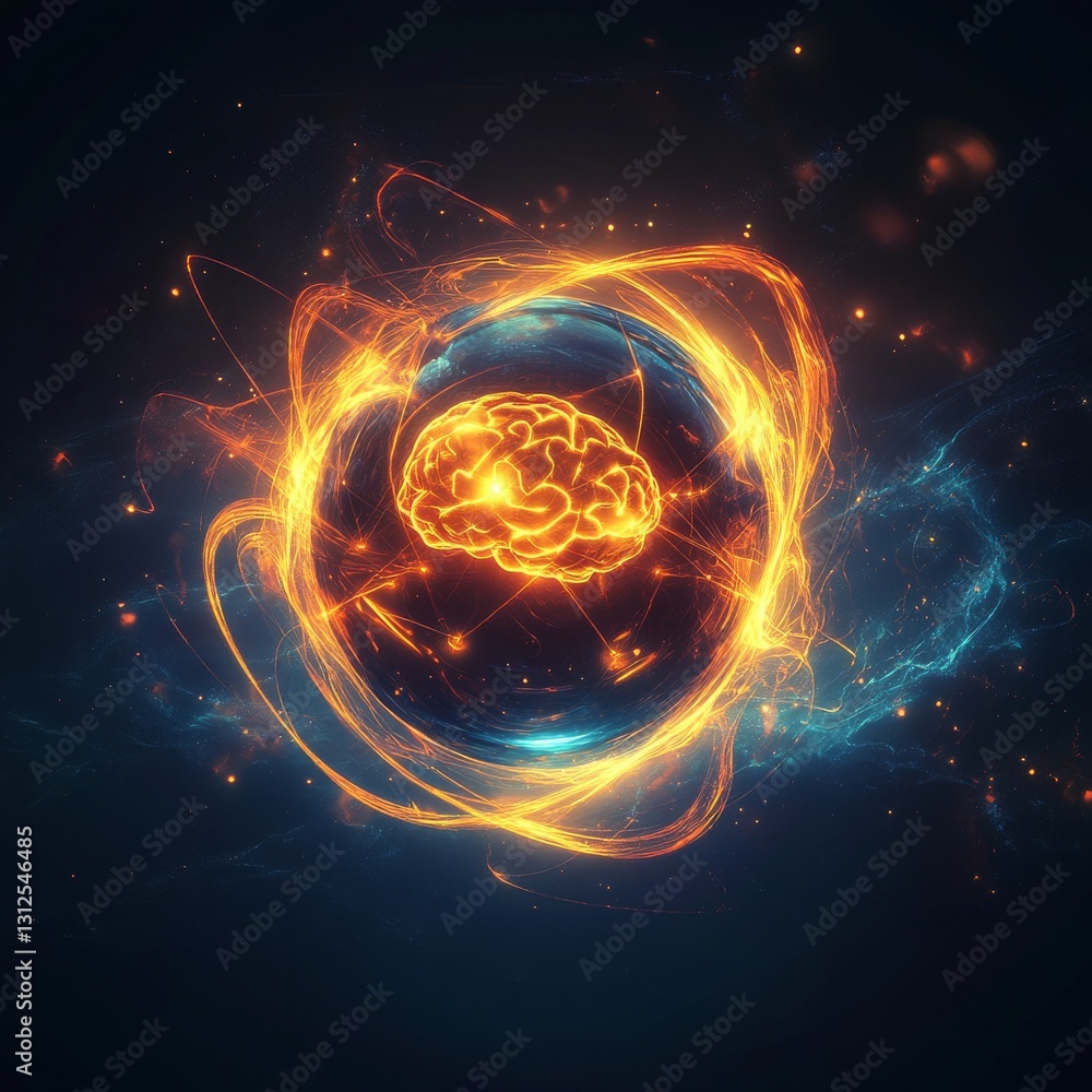 Poster brain power: a glowing neural network of intelligence and connectivity in the digital universe