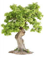 Neat Hawthorn Tree with Lush Green Foliage and Textured Bark