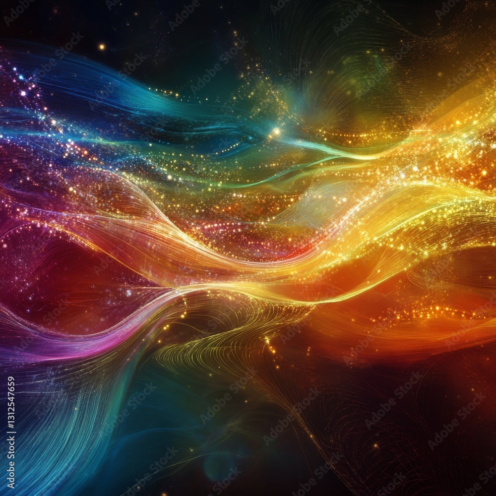 Poster cosmic waves: a stunning display of light, color, and energy flowing through the universe with twink