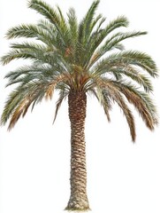 Obraz premium Lush Date Palm Tree with Thick Trunk and Vibrant Green Leaves