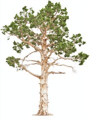 Obraz premium Detailed Illustration of a Tall Paperbark Maple Tree Displaying Foliage