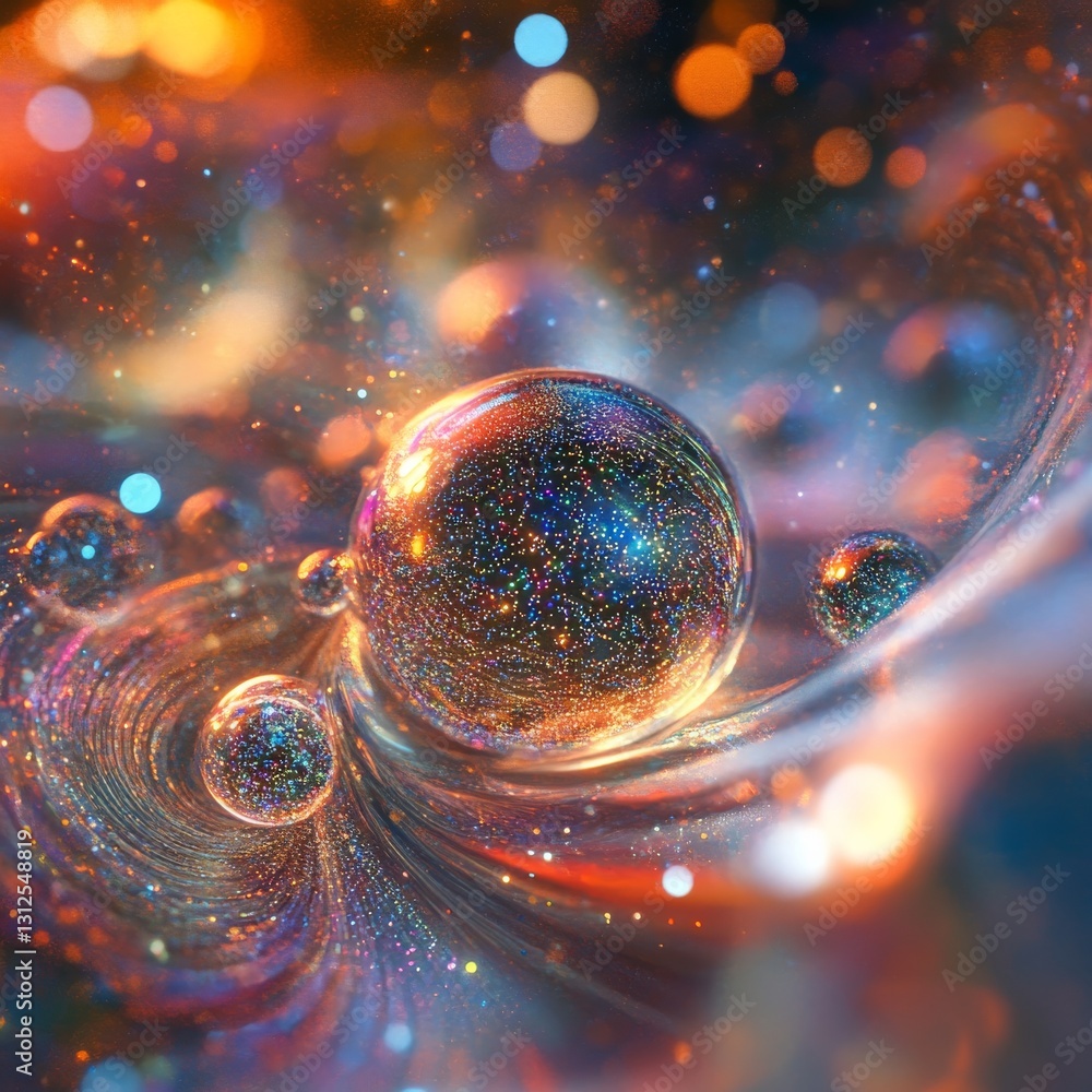 Leinwandbilder swirling galaxy of light: abstract spheres and bokeh effects creating a cosmic dance of color and sh